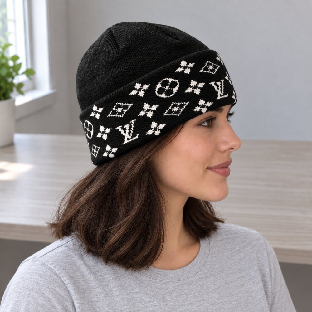 Louis Vuitton Black Monogram Beanie - Picture 3 of 6